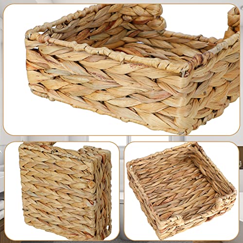 Napkin Holder Wicker Woven Basket Dinner Paper Tray for Table Kitchen Decor | Water Hyacinth, Handwoven, Square, Home Decor, Napkin Holders For Paper Napkins - size: L7.9" X W7.9" X H2.8"