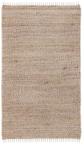 SAFAVIEH Natural Fiber Collection Accent Rug - 3' x 5', Grey, Handmade Boho Fringe Woven Jute, Ideal for High Traffic Areas in Entryway, Living Room, Bedroom (NF368C) - color: Grey, size: 3' x 5' (Rectangular)