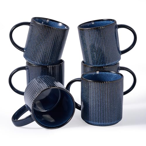 famiware Coffee Mug Set of 6, Star 16 oz Large Mugs Cup Set with Handle | Ceramic Mug for Coffee, Latte, Tea, Stackable Drinkware Set, Microwave & Dishwasher Safe, Nebulas Blue - color: Nebulas Blue, size: 6 Count (Pack of 1)