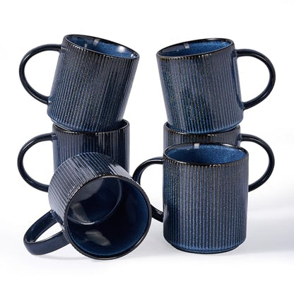 famiware Coffee Mug Set of 6, Star 16 oz Large Mugs Cup Set with Handle | Ceramic Mug for Coffee, Latte, Tea, Stackable Drinkware Set, Microwave & Dishwasher Safe, Nebulas Blue - color: Nebulas Blue, size: 6 Count (Pack of 1)