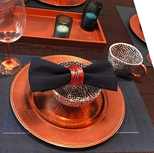 ITOS365 Handmade Round Red Mesh Napkin Rings Set of 12 Holder for Dinning Table Parties Everyday, Dia: 2 Inch - color: Red
