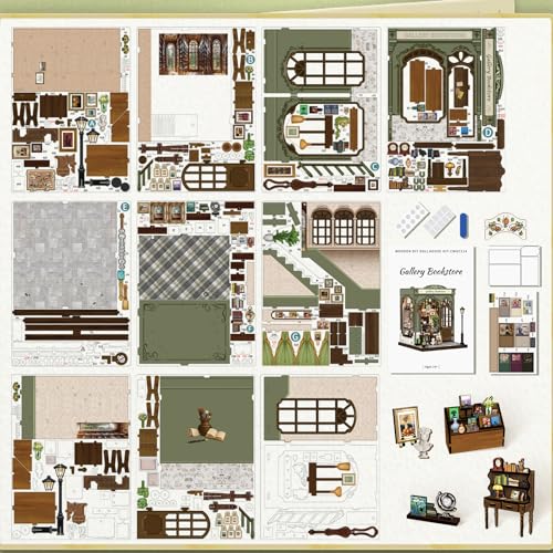 Book Nook Kit – DIY Miniature House Gallery Bookstore | Booknook Bookshop 3D Wooden Puzzles for Adults Bookshelf Building Kit Gifts for Women Book Lovers - style: Gallery Bookstore