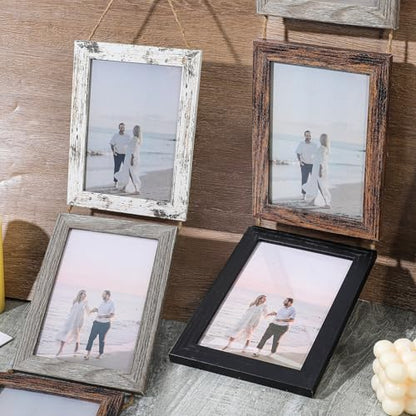 2 Set 5 x 7 Rustic Picture Frames Multiple, 8 Opening Hanging Photo Frames for Friend Family Wedding Pictures, Farmhouse Decor, Wedding Housewarming Christmas Gifts