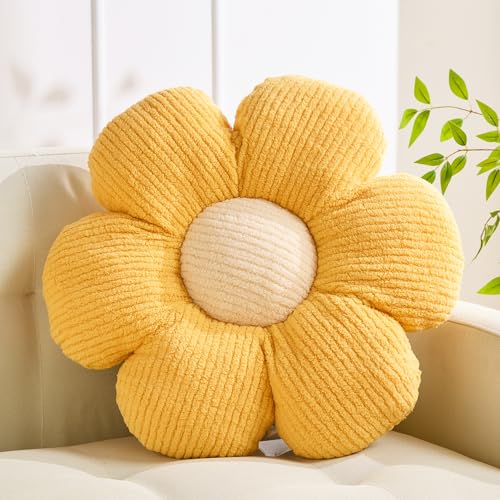 XIAIJIA Flower Pillow,Daisy Throw Pillows, Flower Cushion, Yellow,19.6 Inch | Decorative pillows, cute flower shaped pillow, flower pillows for bed, floral cushions, decor for bedroom, couch, sofa - color: Yellow, size: 19.6 Inch