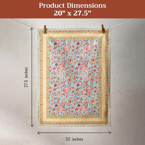 Maison d' Hermine Kitchen Towels Set of 3 100% Combed Cotton 27.50"x20" | Cloth Tea Dish Towels Absorbent with Hanging Loop for Kitchen Dining Party Wedding Hotel Home Spring Summer - Lauris - color: 030 - Lauris