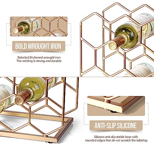 14 Bottle Countertop Wine Rack - Freestanding Modern Gold Metal Wine Rack - Tabletop Wine Holder Stand for Cabinet, Pantry, Wine Bottle Storage…… - color: Gold