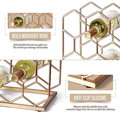 14 Bottle Countertop Wine Rack - Freestanding Modern Gold Metal Wine Rack - Tabletop Wine Holder Stand for Cabinet, Pantry, Wine Bottle Storage…… - color: Gold
