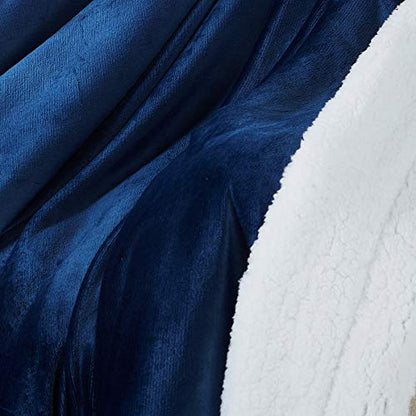 Sherpa Fleece Throw Blanket, Navy Blue, 50x60 inches | Double-Sided Super Soft Luxurious Plush Blanket Throw Size - color: Navy Blue, size: 50"×60"