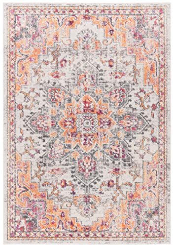 SAFAVIEH Madison Collection Area Rug - 2'2" x 4', Beige & Orange, Boho Chic Distressed Medallion Design, Non-Shedding & Easy to Clean, Ideal for Living Room, Bedroom, Dining Space (MAD473E) - color: Beige/Orange, size: 2'2" x 4' (Rectangular)