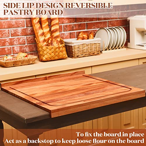 Vesici Walnut Pastry Board with Lip for Rolling Dough 24" x 22.8" x 1.5" Large Wooden Cutting Chopping Kneading Board with Engraved Measurements for Counter Tabletop Kitchen - size: 24.4"L x 23"W