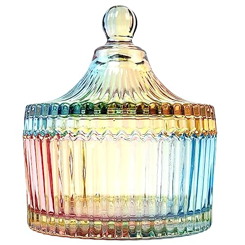 Colorful Crystal Glass Candy Snack Barrel Storage Jar Embossed Luxury Cookie Buffet Canister With Lids Jewelry Box Jar Biscuit Containers - color: Small Yurt