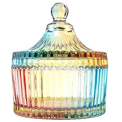 Colorful Crystal Glass Candy Snack Barrel Storage Jar Embossed Luxury Cookie Buffet Canister With Lids Jewelry Box Jar Biscuit Containers - color: Small Yurt