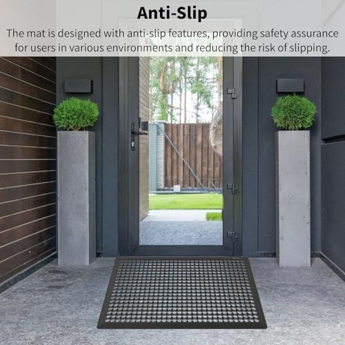 4 Pack Rubber Floor Mats 36”x24” - Heavy-Duty Non-Slip Kitchen Mat & Bar Floor Mat with Drain Holes, Odorless for Entrance, Restaurant, Indoor Outdoor - size: 36"x24" Drain Mats 4Pcs