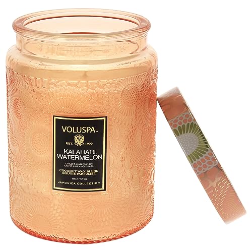 Voluspa Kalahari Watermelon, Large Candle Jar, 18 oz, 100 Hour Burn Time, Coconut Wax for Clean Burning, Handcrafted in the USA - color: 13 - Kalahari Watermelon