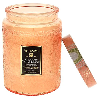 Voluspa Kalahari Watermelon, Large Candle Jar, 18 oz, 100 Hour Burn Time, Coconut Wax for Clean Burning, Handcrafted in the USA - color: 13 - Kalahari Watermelon
