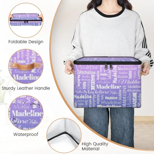 Custom Storage Basket with Name, Personalized Keepsake Box, Purple | Foldable Fabric Gradient Large Memory Bin with Handle Lid Lightweight Waterproof Dustproof, 14"L x 10.2"W x 10.4"H - color: Option 23