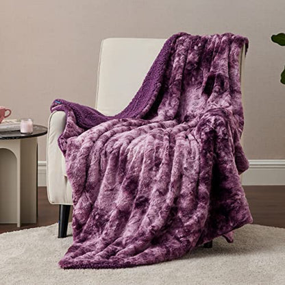 Bedsure Fuzzy Blanket Twin Size - Purple, Soft and Comfy Sherpa, Plush and Furry Faux Fur, Reversible Twin Blankets for Couch, Sofa and Bed, 60x80 Inches - color: 06 - Purple, size: Twin (60" x 80")