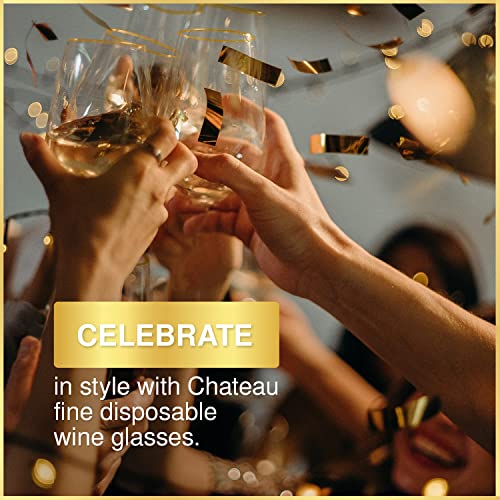 32 Pack Stemless Plastic Wine Glasses Disposable 12 Oz Gold Rim - Shatterproof Recyclable and BPA-Free, Stylish Drinkware for all Beverages, Cocktail Parties, Wedding Reception - color: Clear / with Gold Rim