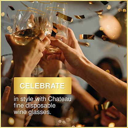 32 Pack Stemless Plastic Wine Glasses Disposable 12 Oz Gold Rim - Shatterproof Recyclable and BPA-Free, Stylish Drinkware for all Beverages, Cocktail Parties, Wedding Reception - color: Clear / with Gold Rim