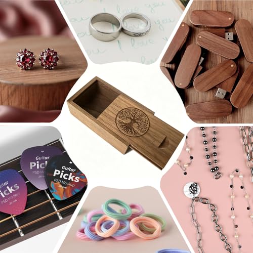 Small Wood Gift Box with Magnetic Sliding Lid, Wood Tree of Life Engraving Tiny Wooden Keepsake Gift Box USB Box for Family/Friends/Photographer/Client(Walnut Wood,3.15x2x0.98inch) - color: Walnut (3.15")