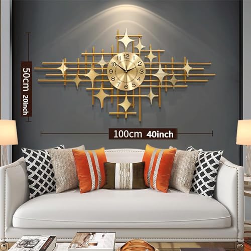 Modern 39.3 Inch Gold Silent Wall Clock - Chic Quartz Home Decor for Living Room, Stylish Accent for Contemporary Interiors, Unique Decorative Piece