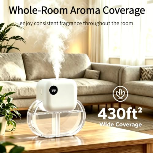 Aroma Diffuser with 170ML Essential Oil Set for Home,White Tea | Aromatherapy Diffuser with 6 Adjustable Mist Modes, 90 Days Long-Lasting Runtime, Ultra Quiet 35dB Operation, 7-Color Light - color: White