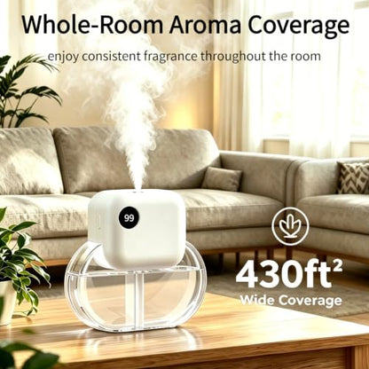 Aroma Diffuser with 170ML Essential Oil Set for Home,White Tea | Aromatherapy Diffuser with 6 Adjustable Mist Modes, 90 Days Long-Lasting Runtime, Ultra Quiet 35dB Operation, 7-Color Light - color: White