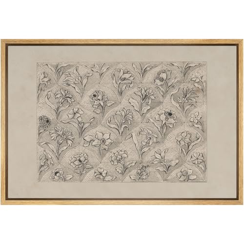 SIGNFORD Framed Canvas Print Wall Art Set Vintage Floral Pattern Sketch Detailed Botanical Illustrations Modern Art Farmhouse/Country Landscape for Living Room, Bedroom, Office - 16"x24" Natural - color: B15-2508-m11, size: 24"L x 16"W