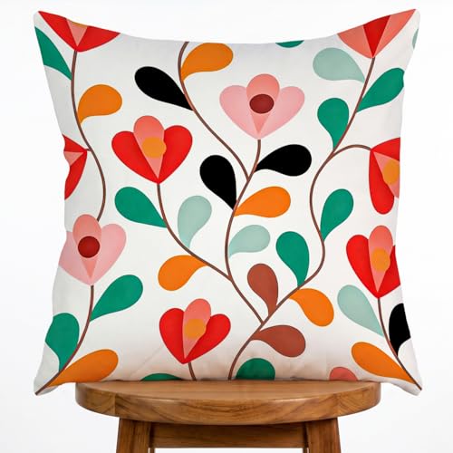 Floral Pillow Cover, Spring Summer Floral Double Sided Printed Throw Pillow Covers Home Decor, Pillowcase Cushion Cover for Bedroom Sofa Farmhouse Living Room, 18x18Inch (Colored Flowers) - color: Colored Flowers