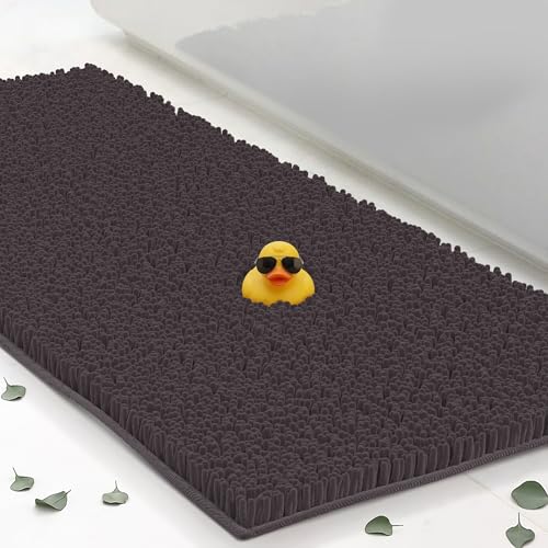 Chenille Bath Mats 59"x21", Plush Absorbent Bath Quick Dry, Soft & Machine Washable, Non Slip Carpet for Bathroom, Thick Bathroom Rugs, Shower Restroom Rug Mat, Alfombras De Bano, Bathrugs - color: Chocolate Brown, size: 59" x 21" (Rectangular)