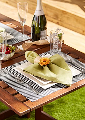 DII Farmhouse Stripe Woven Tabletop Collection Placemat Set, 13x17.25, Mineral Gray, 6 Piece - color: Mineral Gray