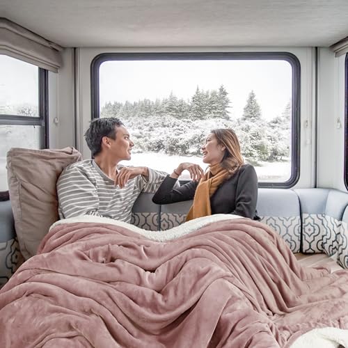 Utopia Bedding Plush Sherpa Blanket Throw Size Rose Pink, 50x60 Inch | Soft, Warm, Fleece, Bed, Sofa, Couch, Camping, Travel, Cozy, All Season - color: Rose Pink, size: Throw (50x60 Inch)