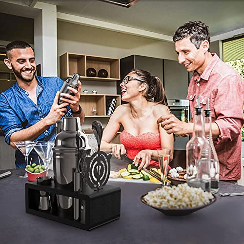 Highball & Chaser Cocktail Shaker Set: Bartender Kit for Home Bar Mixology Cocktail Bar Set Plus E-Book with 30 Recipes - color: Gunmetal