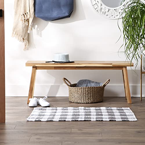 DII Buffalo Check Rug Collection, Hand Dyed Reversible Chindi Rug, 26x40, Gray - color: Grey, size: 2'2" x 3'4" (Rectangular)