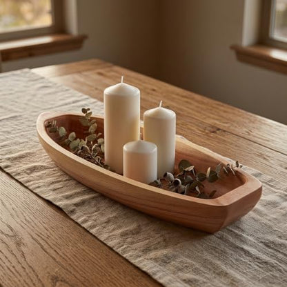 Artibetter Wood Boat Serving Tray, Decorative Jewelry Dish for Ring, Key, Farmhouse Rustic Storage Dish for Entryway, Bathroom Vanity, Wedding Housewarming Gift