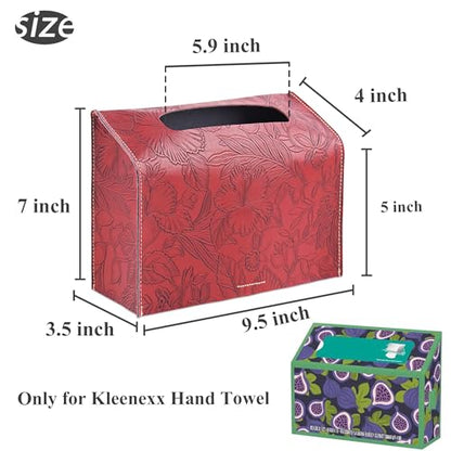 Leather Cover for Disposable Paper Hand Towel Box, Compatible with Kleenex Paper Hand Towel(1-Carved Dark Red) - color: 1-carved Dark Red