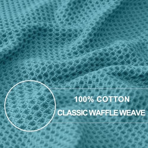 Homaxy 100% Cotton Waffle Weave Kitchen Dish Cloths 10-Pack, Lake Blue | 12 x 12 Inches, Ultra Soft Absorbent Dish Towels, Quick Drying Dish Rags with Hanging Loop - color: Lake Blue, size: 12 x 12 - 10 Pack