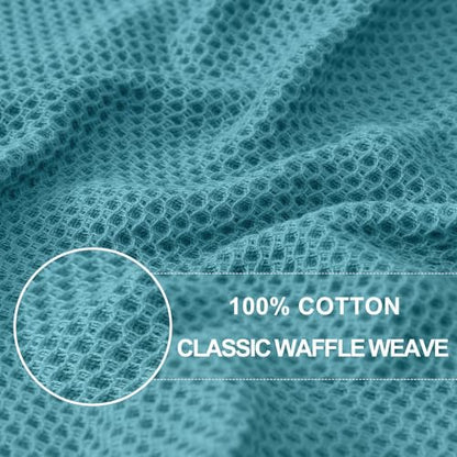 Homaxy 100% Cotton Waffle Weave Kitchen Dish Cloths 10-Pack, Lake Blue | 12 x 12 Inches, Ultra Soft Absorbent Dish Towels, Quick Drying Dish Rags with Hanging Loop - color: Lake Blue, size: 12 x 12 - 10 Pack