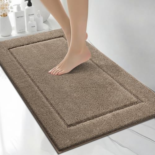 Extra Soft Bathroom Rug 20" x 30", Bath Mat, Throw Rug for Kitchen | Non Slip, Absorbent and Quick Drying, Absorbent, Washable Rug for Bathtub, sink, Shower, Bedroom, Laundry, Floor - color: Brown, size: 20" x 30"