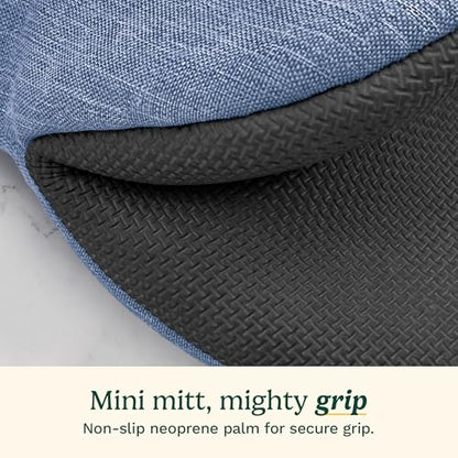 Cuisinart Mini Oven Mitts, 2-Pack, Neoprene Grip, Heat Resistant 350F | Cotton-lined, non-slip neoprene palm, ambidextrous design, ideal for smaller hands and everyday cooking - color: Indigo