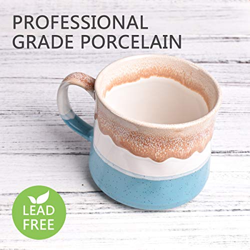 Bosmarlin Large Ceramic Coffee Mug, Big Tea Cup, 7 Colors to Choose, 21 Oz, Dishwasher and Microwave Safe, 1 PCS (Blue&White) - color: Blue&White