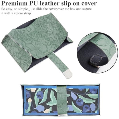 Leather Cover for Disposable Paper Hand Towel Box, Compatible with Kleenex Paper Hand Towel(1-Carved Dark Green) - color: 1-carved Dark Green