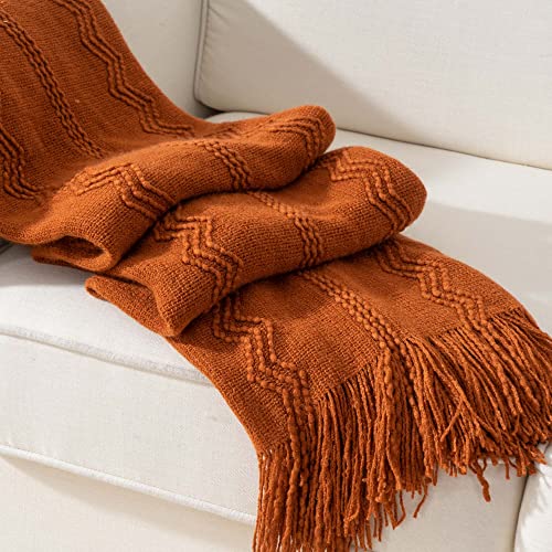 BATTILO HOME Rust Throw Blanket for Couch, 50"x60" | Burnt Orange Throw Blanket for Bed, Fall Decor Throw Blanket, Halloween Decoration - color: Caramel, size: 50 x 60 in.