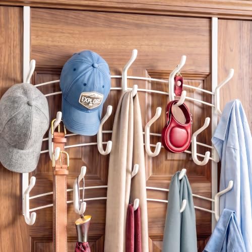 LYNK Professional® Home™ Over the Door Hooks - 28 Hook – Over the Door Coat Rack - Over the Door Hanger - Hanging Towels or Clothes - Bathroom, Bedroom, Laundry Room - Lifetime Ltd. Warranty, White - color: White, size: 28 Hooks Meridian