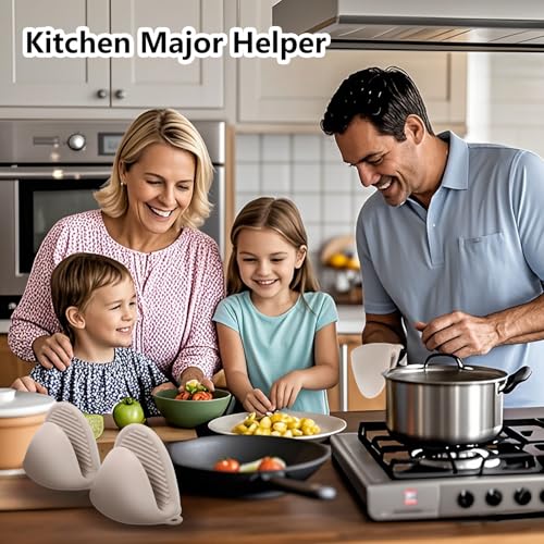 Silicone Oven Mitts Heat Resistant 3 Pair Mini Pot Pinch Grip- ChufanMomsil Short Cute Pot Holders Sets for Kitchen, Air Fryer, Baking, Small Silicone Rubber Oven Gloves Mittens, Khaki - color: Khaki