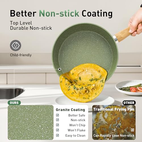 Kitchen Academy 30pcs Pots and Pans, Nonstick Cookware and Bakeware Sets | Induction Kitchen Cooking Set, Durable, Easy Food Release, Even Heating - color: Green, size: 30 PCS Cookware Set