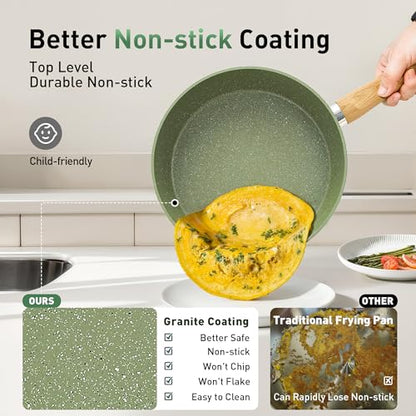 Kitchen Academy 30pcs Pots and Pans, Nonstick Cookware and Bakeware Sets | Induction Kitchen Cooking Set, Durable, Easy Food Release, Even Heating - color: Green, size: 30 PCS Cookware Set