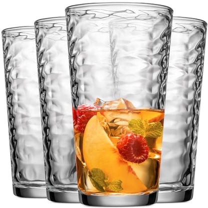 Glaver's Drinking Glasses Set of 4 Highball Glass Cups, 17 Oz. Basic Cooler Glassware, ideal for Water, Juice, Cocktails, Iced Tea and more. Dishwasher Safe. - size: 17 Ounces (4 Count)