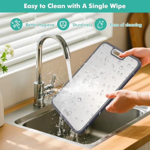 Double Sided Pure Titanium Cutting Board For Kitchen | Reversible Chopping Boards (2 in 1) | Non Toxic Dishwasher Large Size Board With Juice Groove - 15.15"x10.4"