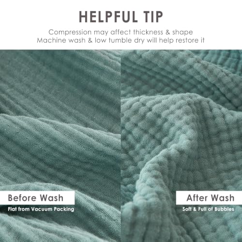 EMME Cotton Muslin King Blanket 4 Layer Ultra Soft Breathable Bed Layering Bedspread Coverlet Breathable Gauze Lightweight (Teal, 108"x90") - color: 01 - Teal, size: King (108" x 90")
